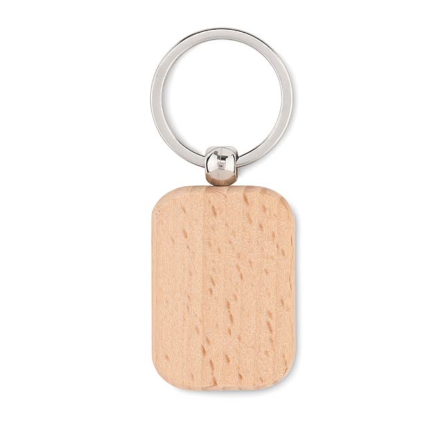 Rectangular wooden key ring  - wood