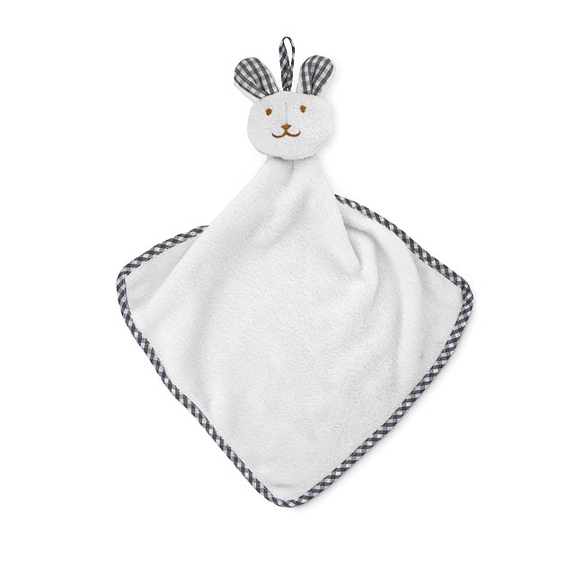 Plush rabbit design baby towel - white