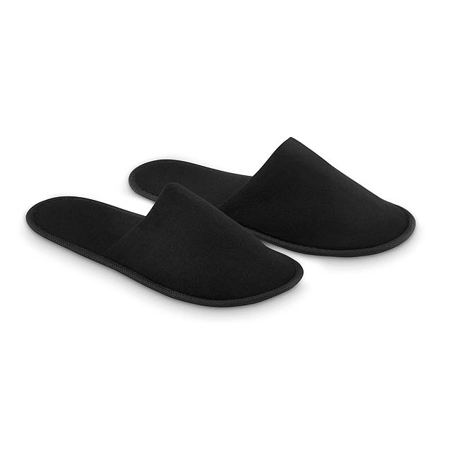 Pair of slippers in pouch  - black