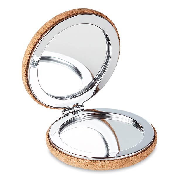 Pocket mirror with cork cover  - beige