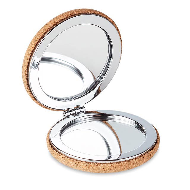 Pocket mirror with cork cover  - Beige