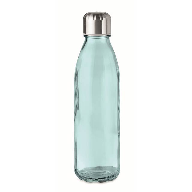 Skleněná 650ml lahev na pití - ASPEN GLASS - transparentná modrá