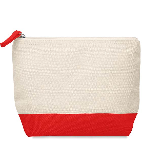 Bicolour cotton cosmetic bag  - Rot