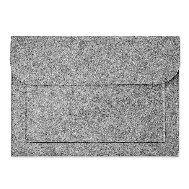 Taška na dokumenty nebo 15ti palcový notebook, z 2mm plsti, s přední kapsou a zapínáním na suchý zip.  - šedá - foto