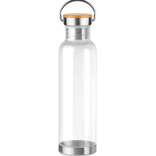 Tritan 800ml bottle bamboo top - transparent