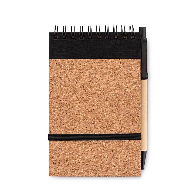 A6 cork notebook with pen  - schwarz