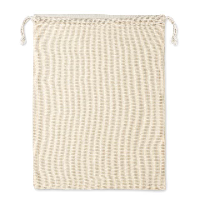 Re-usable cotton mesh food bag - Beige