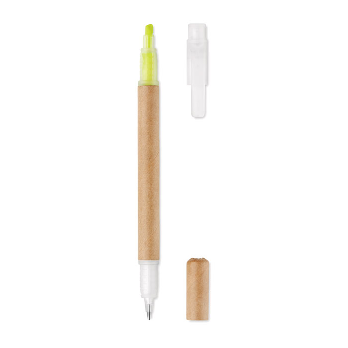 2 in 1 carton pen highlighter  - Gelb