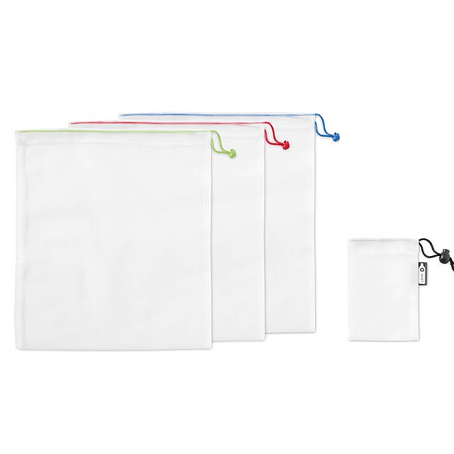 Set of 3 RPET fruit/food bags  - Weiß 