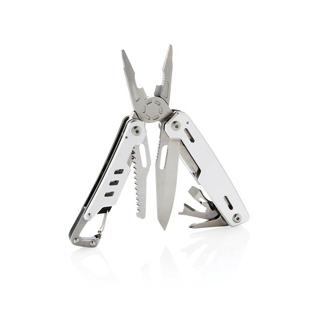 Solid multitool with carabiner - silver