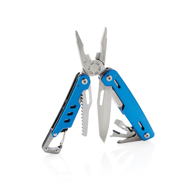 Solid multitool with carabiner - blue