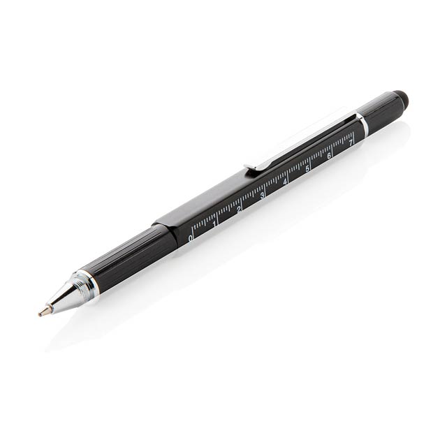 Multifunkční pero 5 v 1 z hliníku - čierna