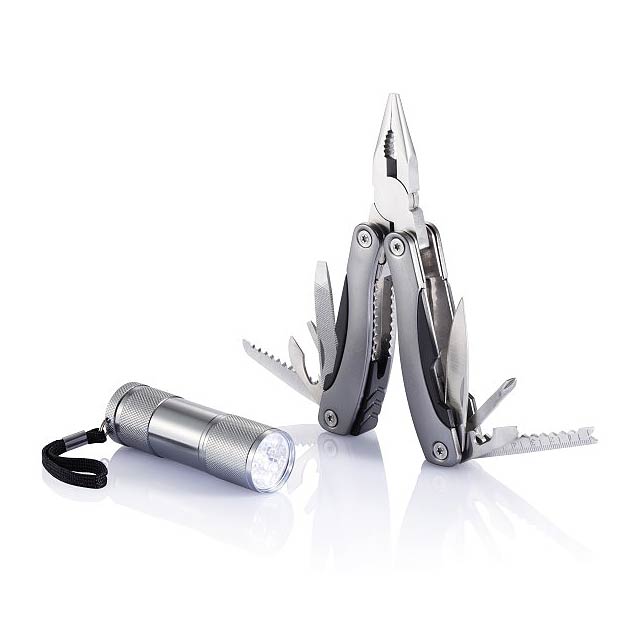 Multitool and torch set - grey