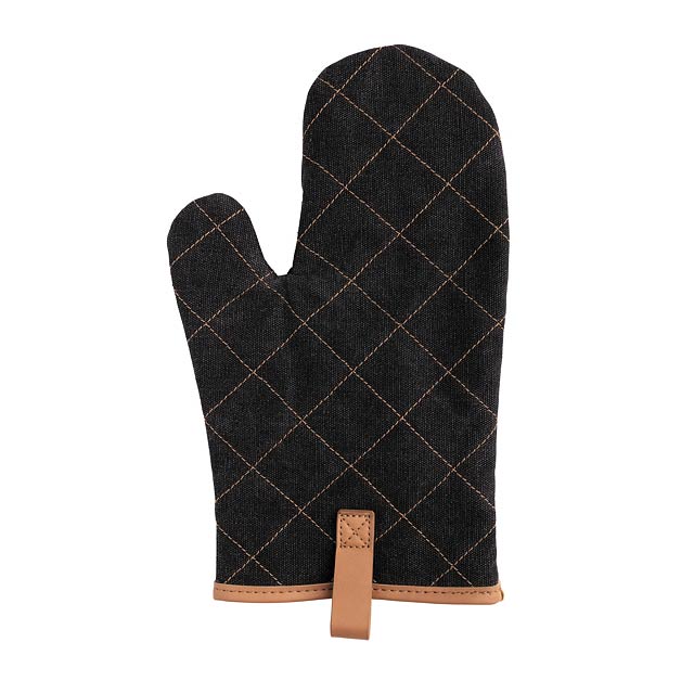 Deluxe canvas oven mitt, black - black