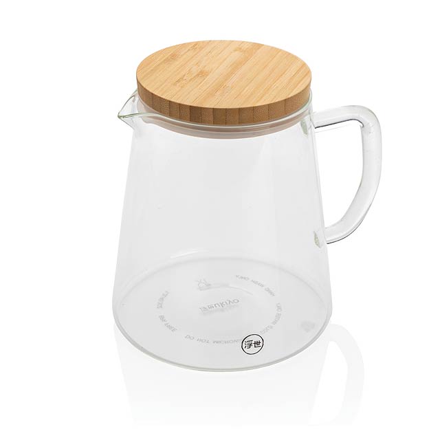 Ukiyo borosilicate glass carafe with bamboo lid 1.2L - transparent