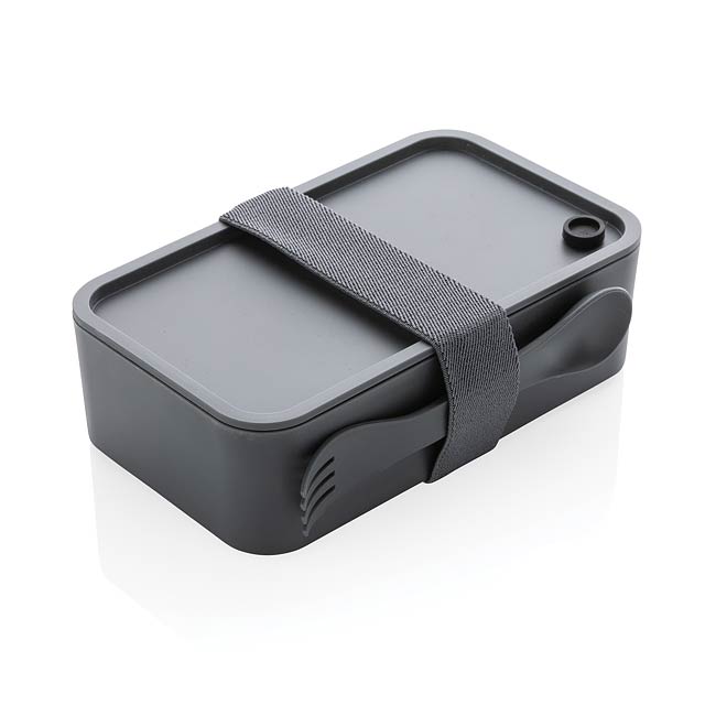 PP lunchbox with spork, anthracite - black