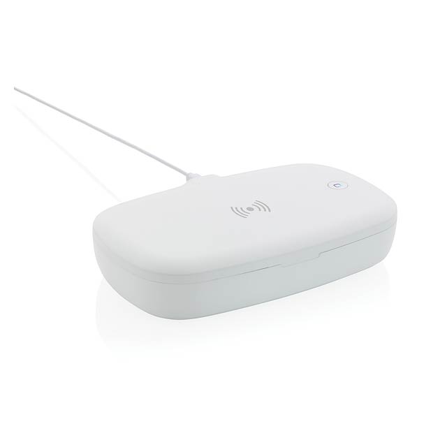 UV-C sterilizer box with 5W wireless charger, white - white