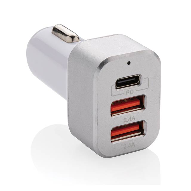 30W Triple Output Car-Charger mit PD, weiß - Weiß 