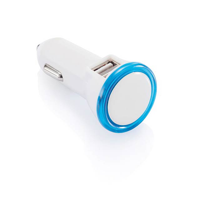 Powerful dual port car charger, white - white