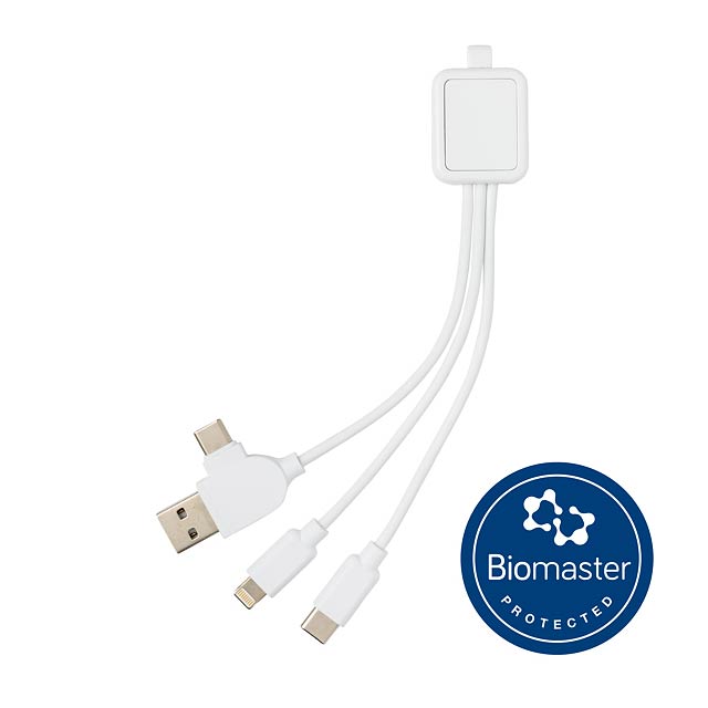 6-in-1 antimicrobial cable, white - white