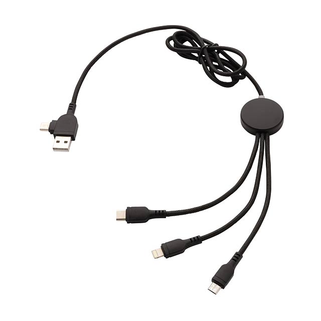 Light up logo 6-in-1 cable, black - black