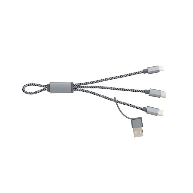 4-in-1 umwobenes Mini-Ladekabel, grau - Grau