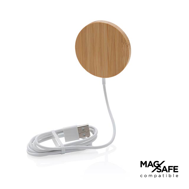 10W bamboo magnetic wireless charger, brown - brown