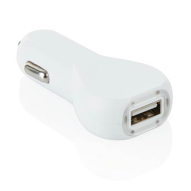 USB car charger, white - white