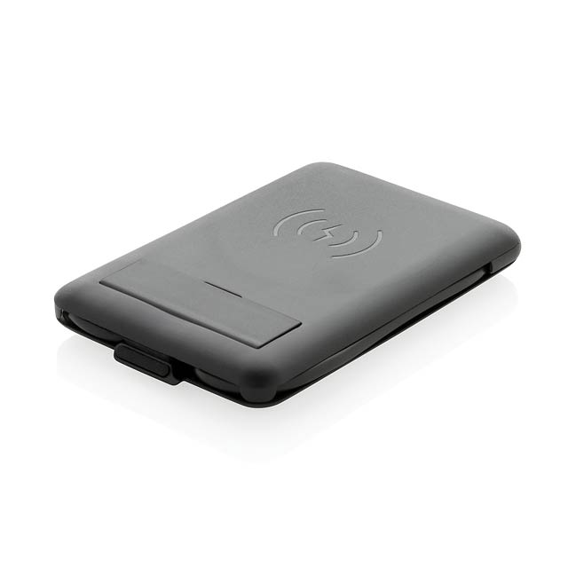 Multifunktionale 5W Wireless Charging Reisekarte, schwarz - schwarz