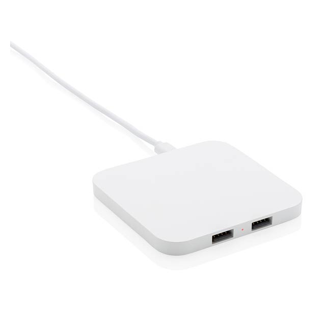 Bezdrátová nabíječka 10W s USB výstupy - biela