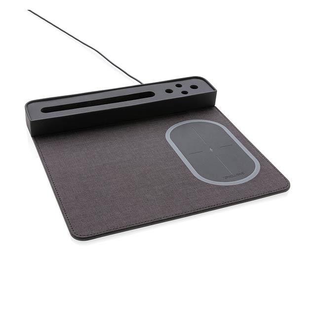Air podložka pod myš s bezdrátovým nabíjením a USB - černá