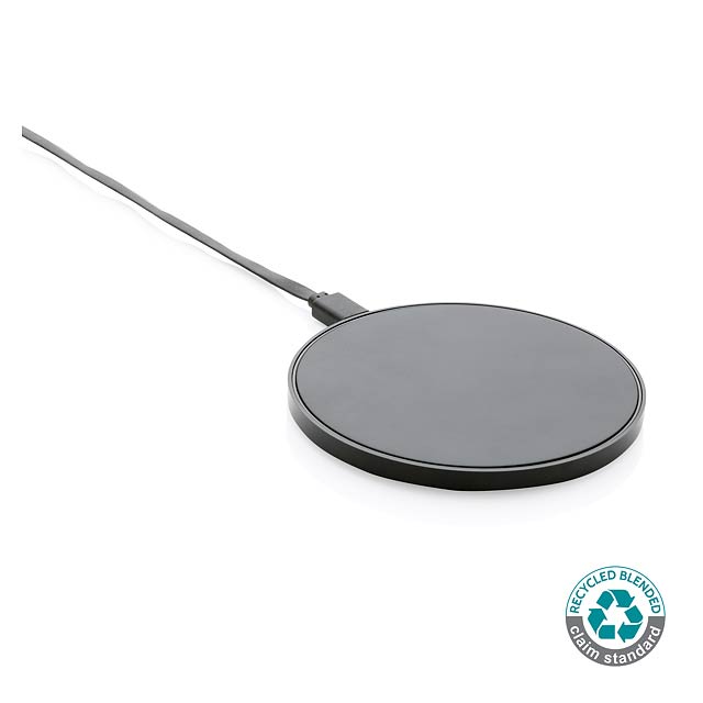 10W Wireless Charger aus RCS Standard recyceltem Kunststoff, - schwarz