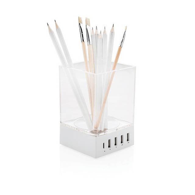 Pen holder USB charger - white