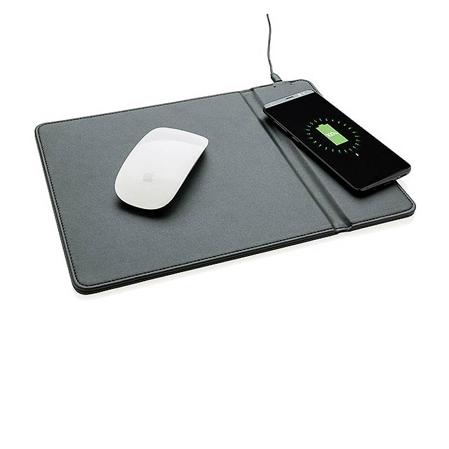 Mousepad with 5W wireless charging, black - black