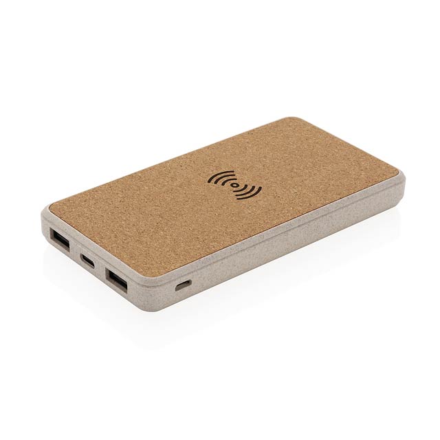 Cork and Wheat 8.000 mAh 5W wireless powerbank, brown - brown