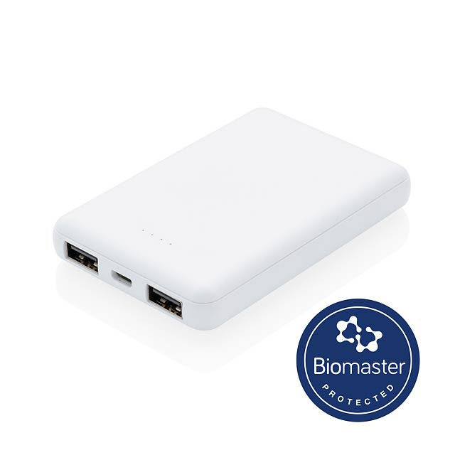 5.000 mAh antimicrobial powerbank, white - white