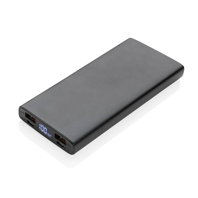 18W PD Powerbank mit 10.000 mAh aus Aluminium, schwarz - schwarz