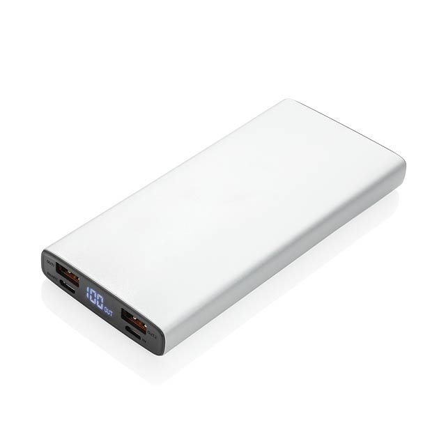 18W PD Powerbank mit 10.000 mAh aus Aluminium, silber - Silber