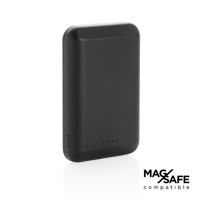 Magnetic 5.000 mAh 5W wireless powerbank, black - black