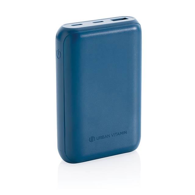 Charge your phone up to 2,5 times with this fast charging powerbank. Thanks to the ultra fast type C 18W PD port the powerbank re-charges in record time. Charging your phone up to 50% takes only 30 minutes. Slow charging is something from the past. The powerbank contains a long lasting A-grade 10.000 mah battery to charge all your devices on your travels and adventures. The double USB A and type C port allow you to charge up to 3 devices at the same time. Urban Vitamin items are made without PVC and packed in plastic reduced packaging. Type-C Input: 5V/3A, 9V/2A; Micro USB Input: 5V/2A, 9V/2A; Type-C Output: 5V/3A, 9V/2A, 12V/1.5A; USB Output: 5V/2.4A, 9V/2A, 12V/1.5A  - blue - foto