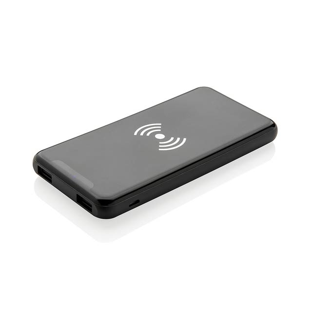 Ultra Thin 4.000 mAh Wireless 5W Charging Powerbank - black