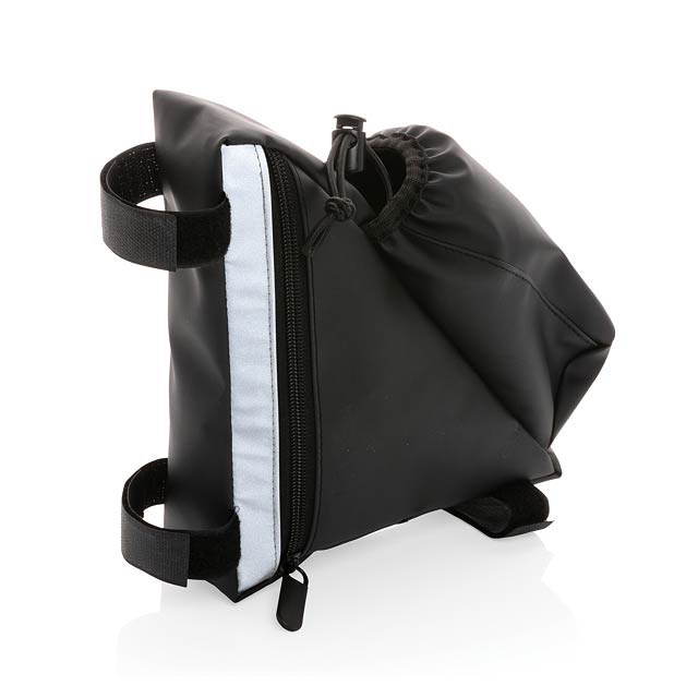 PU high visibility bike frame bag with bottle holder, black - black