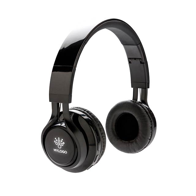 Light up logo wireless headphone, black - black