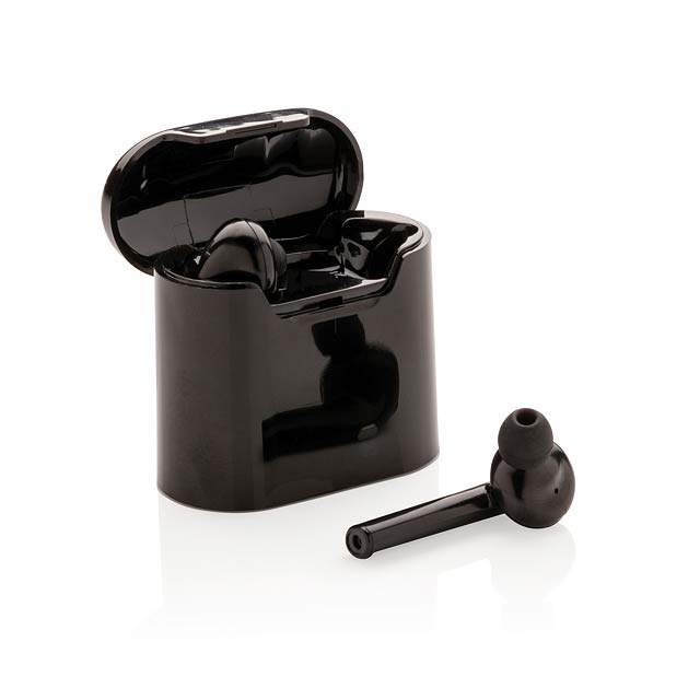 Skutečně bezdrátová sluchátka Liberty v nabíjecí krabičce - čierna