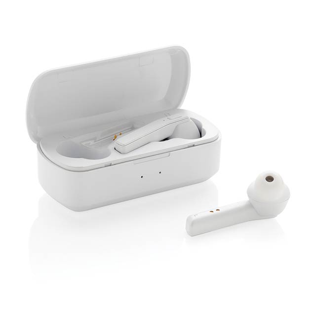 TWS bezdrátová sluchátka v nabíjecí krabičce Free Flow, bílá - bílá