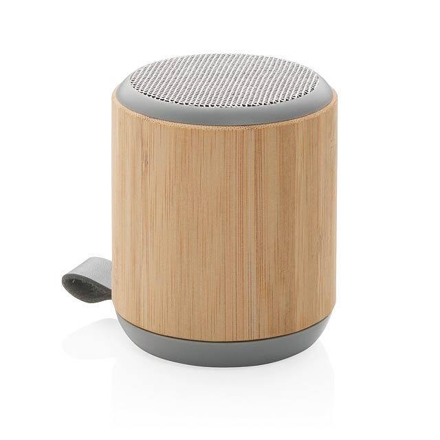 Bamboo and fabric 3W wireless speaker, brown - brown