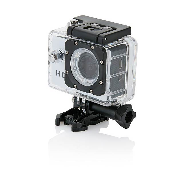 Action camera inc 11 accessories, white/black - white