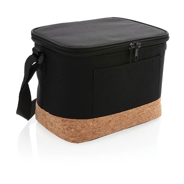 Two tone cooler bag with cork detail - black