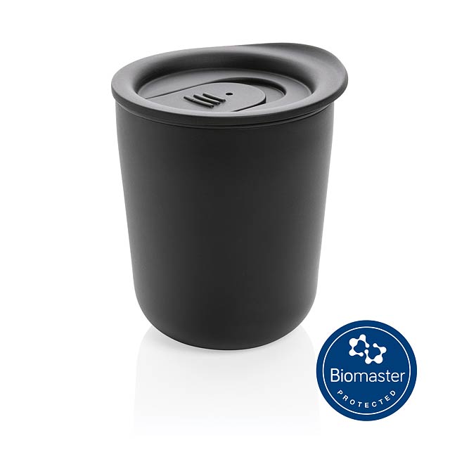 Simplistic antimicrobial coffee tumbler, black - black