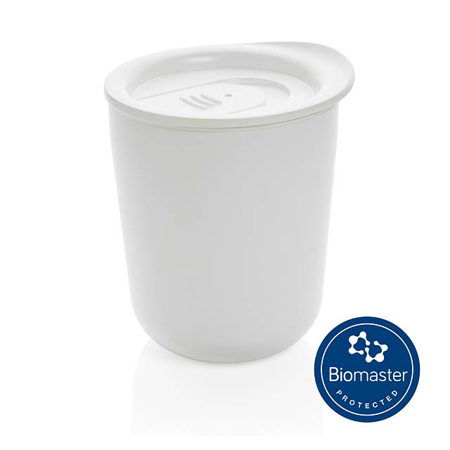 Simplistic antimicrobial coffee tumbler, white - white